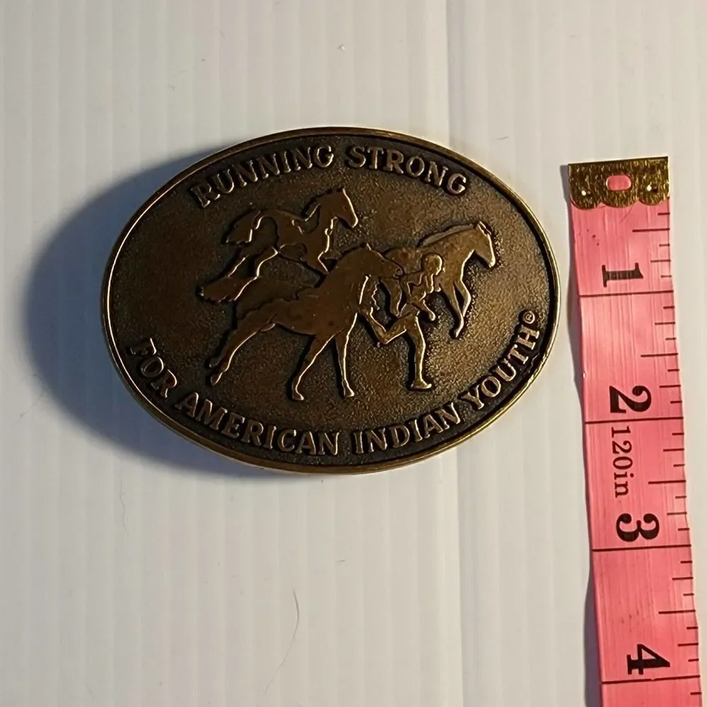 Vintage Running Strong For American Indian Youth 1997 Belt Buckle